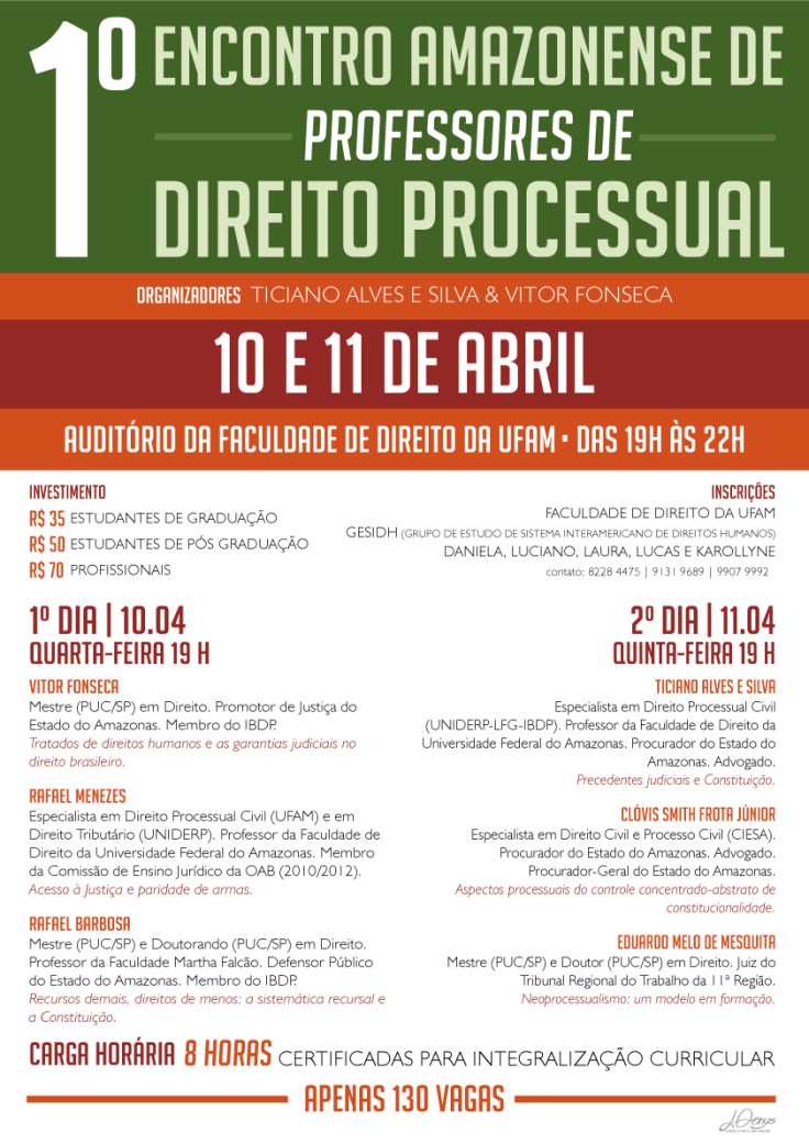 PRIMEIRO ENCONTRO AMAZONENSE DE PROFESSORES DE DIREITO PROCESSUAL